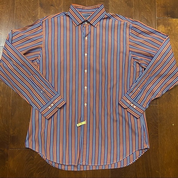 Polo Ralph Lauren Vintage Striped Shirt Blue Orange Size XL - Picture 2 of 7